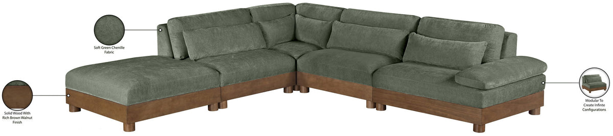Turin - Chenille Fabric Upholstered Modular Sectional - Green