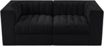 Rummi - Velvet Performance Fabric Upholstered 2 Piece Modular Loveseat