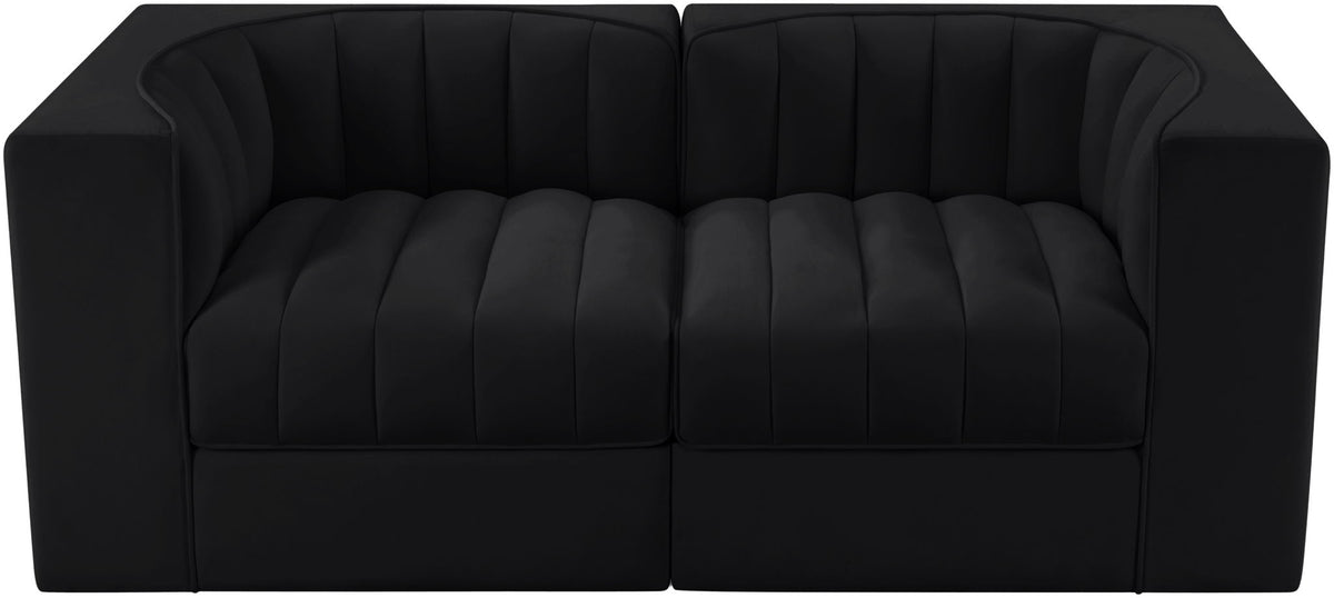 Rummi - Velvet Performance Fabric Upholstered 2 Piece Modular Loveseat