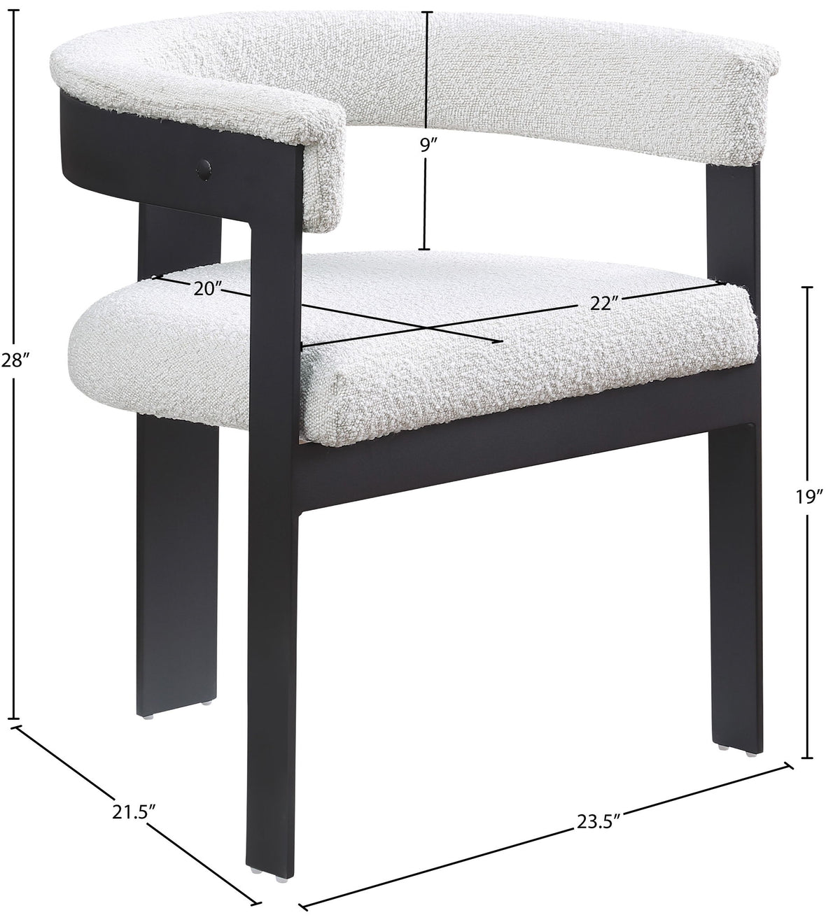 Romeo - Boucle Dining Chair With Black Base (Set of 2)