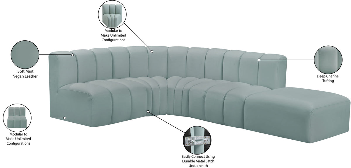 Arc - Faux Leather 5 Piece Corner Modular Sofa