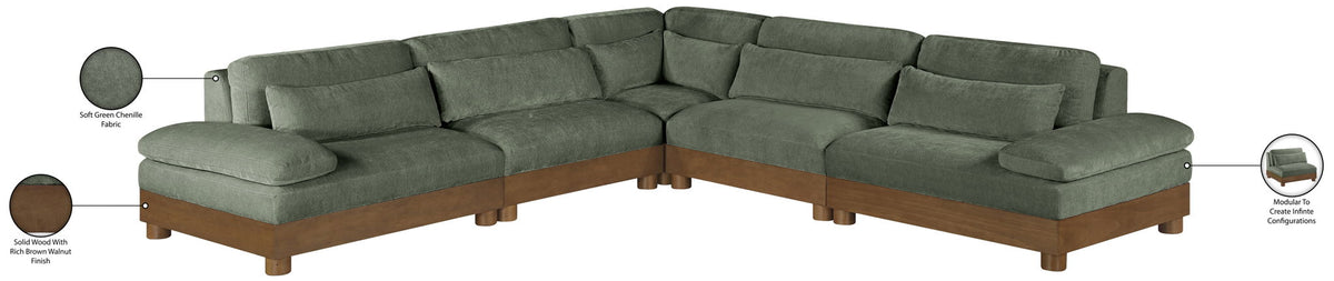 Turin - Chenille Fabric Upholstered Modular Sectional - Green