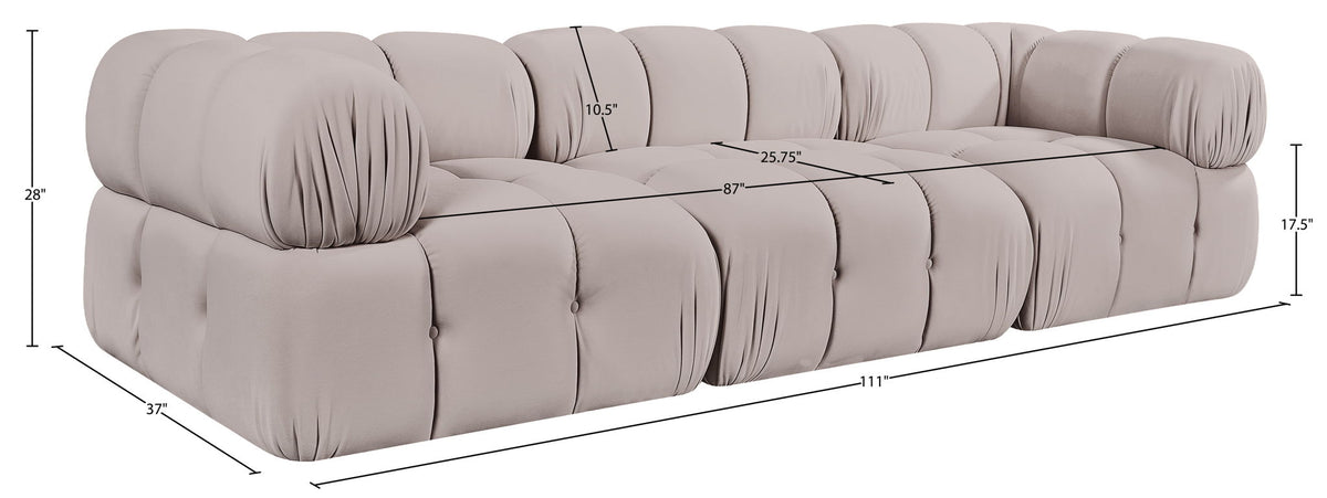 Orin - Velvet Performance Fabric Upholstered 3 Piece Modular Sofa