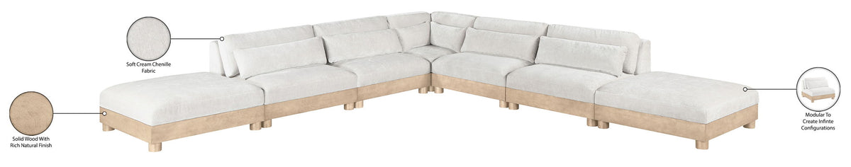 Turin - Chenille Fabric Upholstered Modular Sectional - White