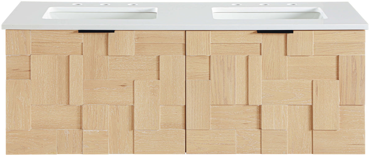 Leonardo - Engineered Stone And Solid Wood 24" Wall Mounted Bathroom Vanity