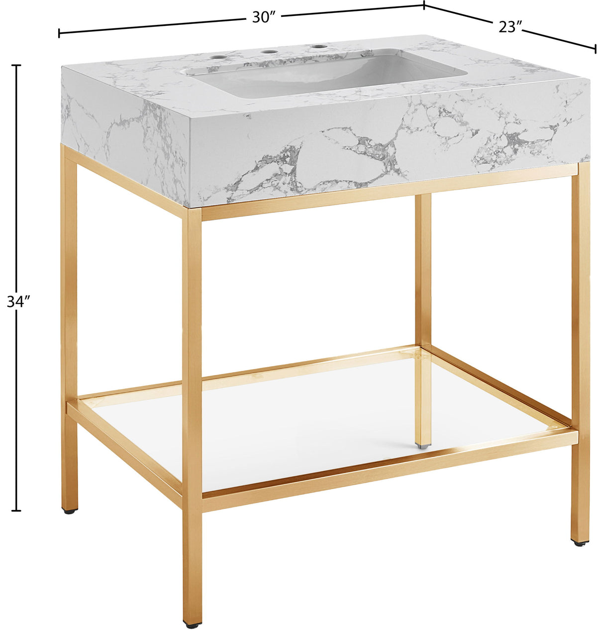 Marmo - Engineered Marble Bathroom Vanity With Gold Base