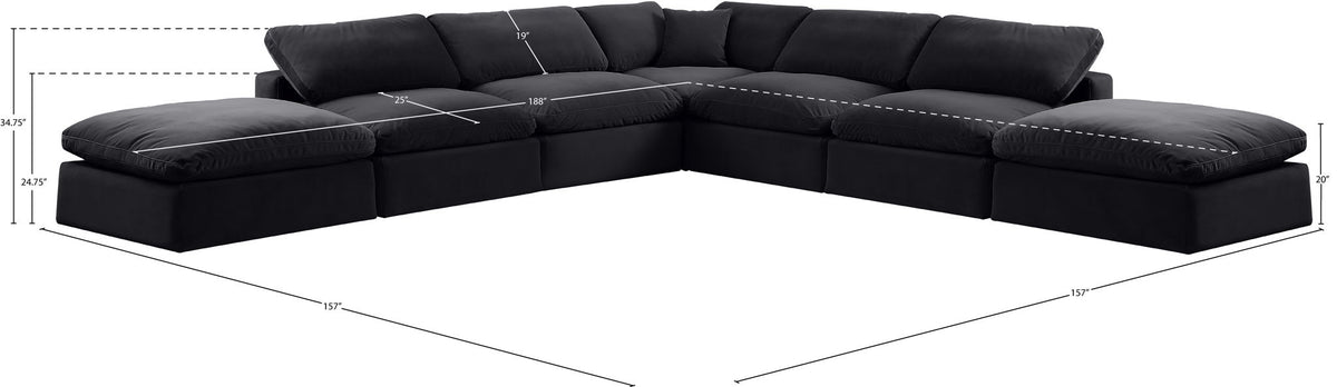 Comfy - 7 Piece Velvet Modular Corner Sectional