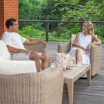 Sunset - Outdoor Swivel Lounge Chair - Oatmeal / Oyster White