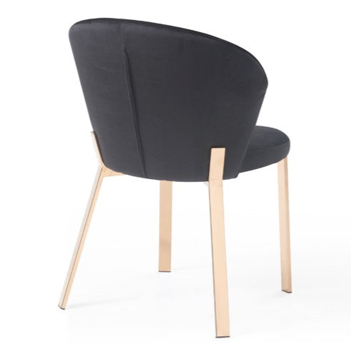 Nadia Modern Black Velvet & Rosegold Dining Chair (Set of 2) by VIG Furniture - View 6