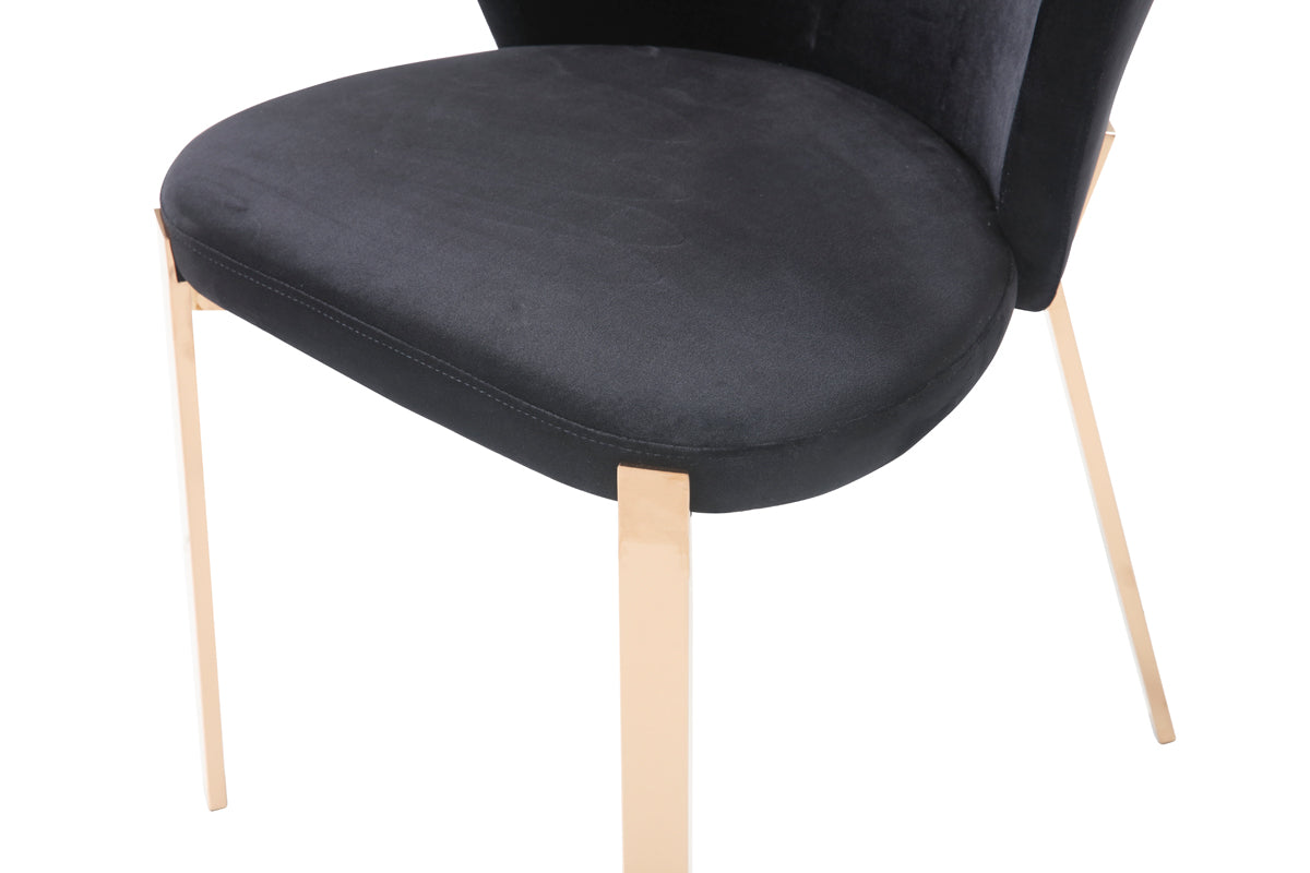 Nadia Modern Black Velvet & Rosegold Dining Chair (Set of 2) by VIG Furniture - View 2