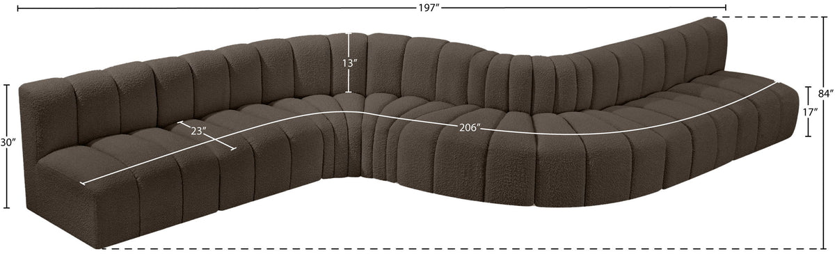 Arc - Boucle Fabric 8 Piece Curved Modular Sofa