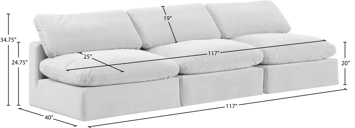 Comfy - Velvet Modular Armless Sofa 3 Seats