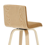 Vienna - 39.5" Swivel Bar Height Square Back Wood Bar Stool With Faux Leather Seat