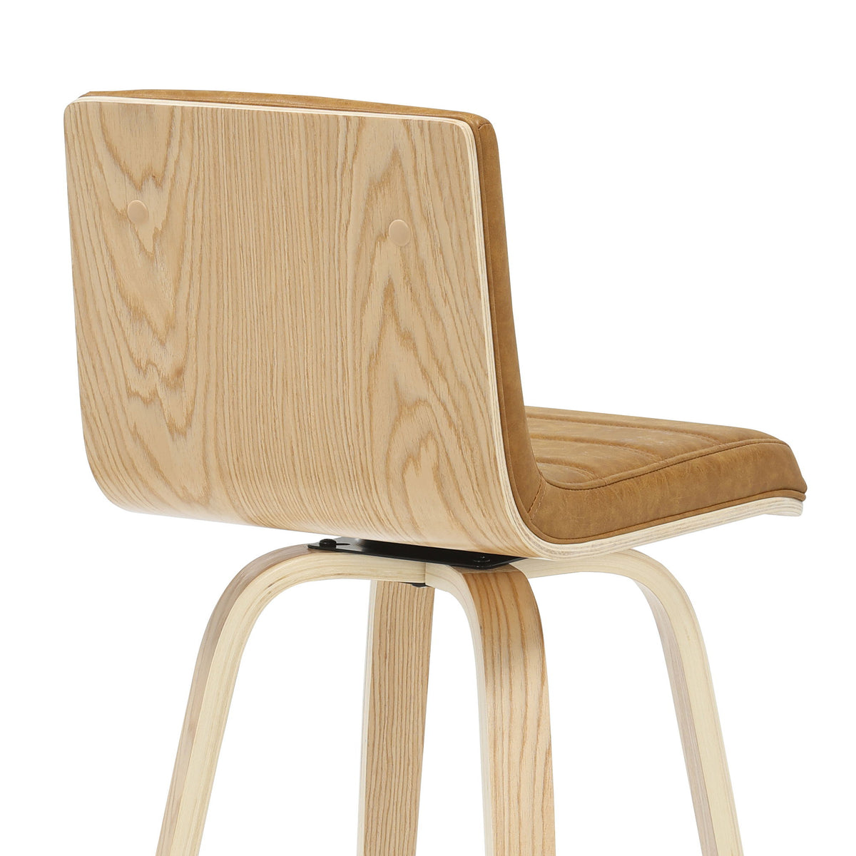 Vienna - 39.5" Swivel Bar Height Square Back Wood Bar Stool With Faux Leather Seat