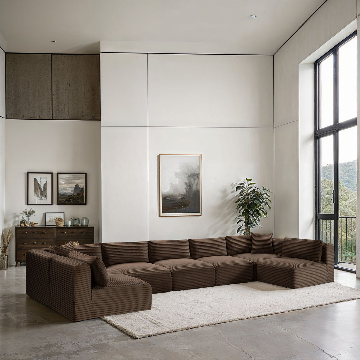 Shaggy - 7 Piece Modular U-Shaped Armless Sectional