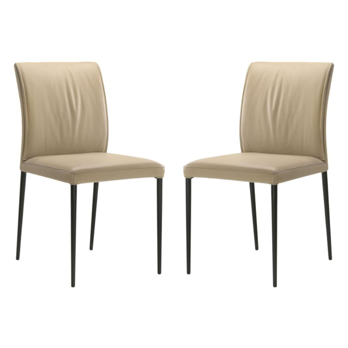 Meriam - Full Back Top Grain Leather Upholstered Metal Dining Chairs (Set of 2)