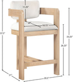 Sacha - Velvet Stool With Natural Base