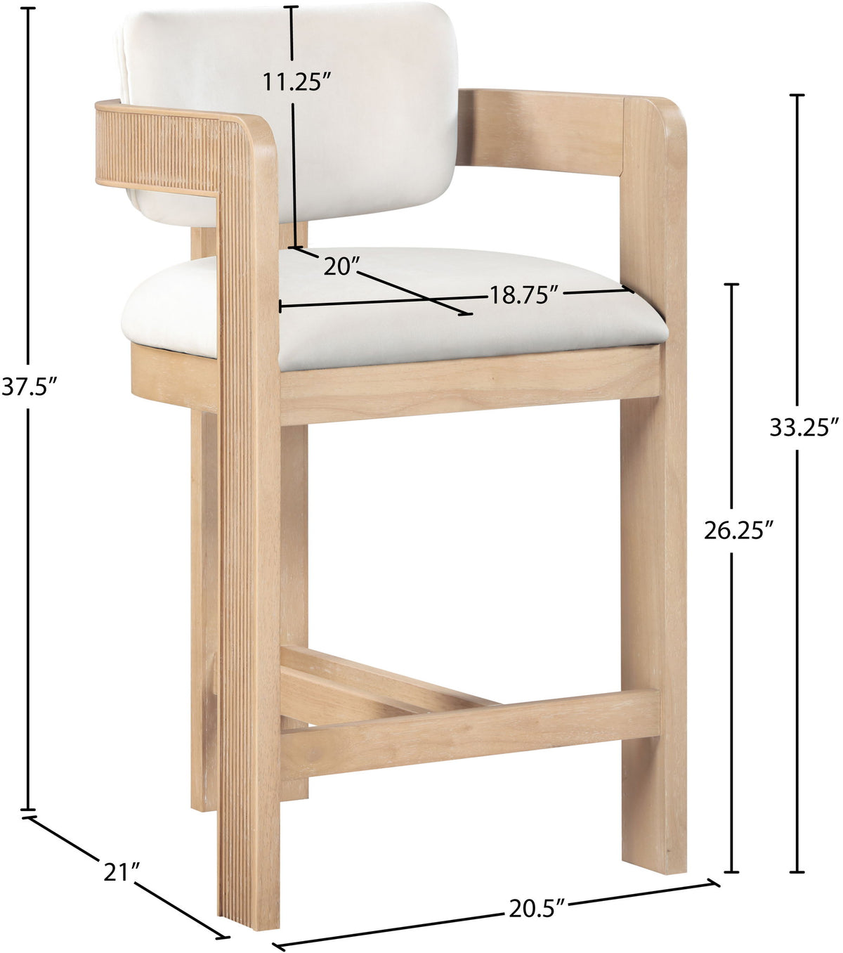 Sacha - Velvet Stool With Natural Base