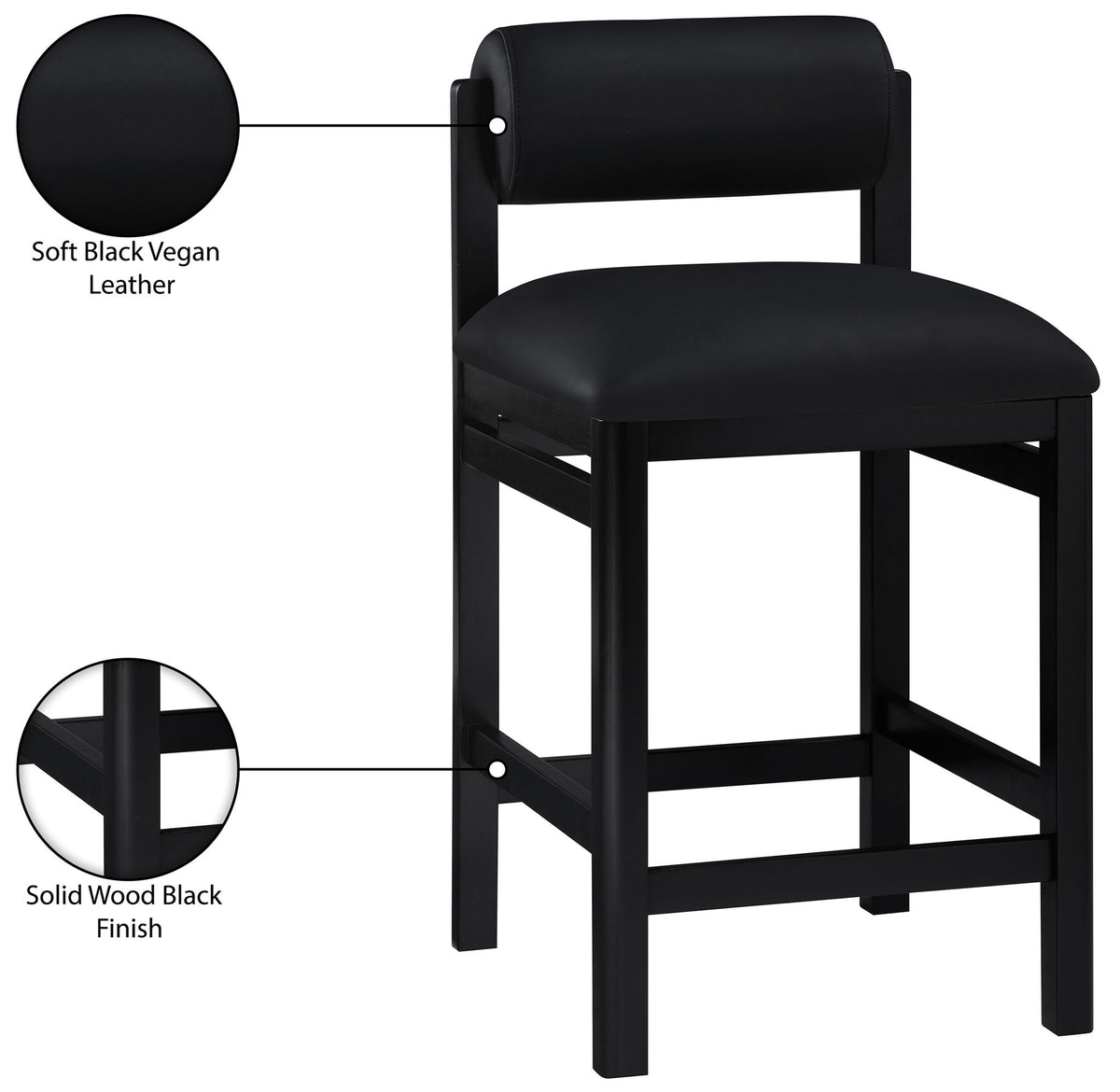 Roundhill - Faux Leather Counter Stool - Black Frame