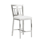 Celina - Counter Height Open Back Metal Barstool With Faux Leather Seat - White