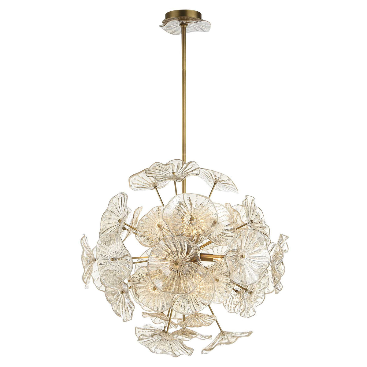 Champagne Lily Pads - Pendant - Light Antique Brass