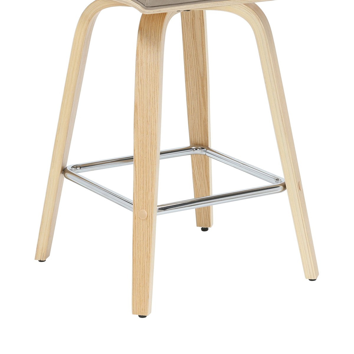 Vienna - 35.5" Swivel Counter Height Square Back Wood Bar Stool With Faux Leather Seat