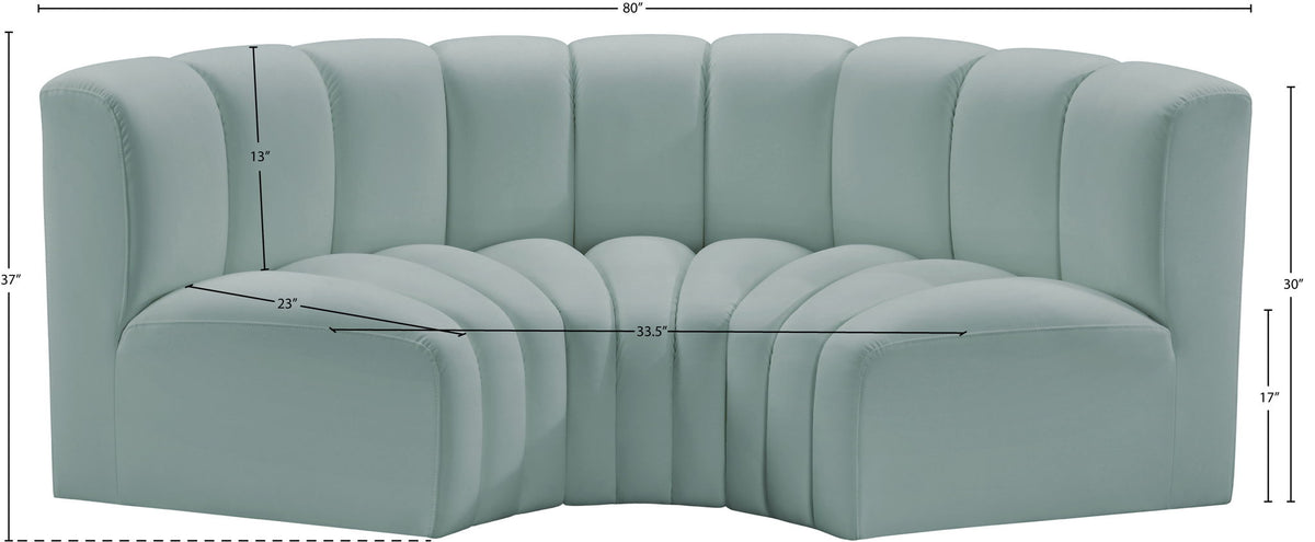 Arc - Faux Leather 3 Piece Modular U-Shaped Sofa