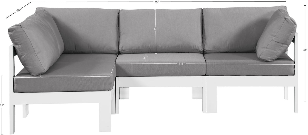 Nizuc - Outdoor Patio 4 Piece Modular Sectional With White Frame