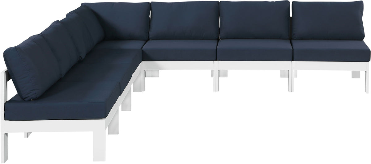 Nizuc - Outdoor Patio 7 Piece Modular Sectional With White Frame