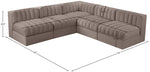 Rummi - Armless Velvet Performance Fabric Upholstered 5 Piece Modular Sectional