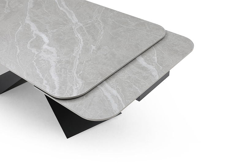 9422 - Ceramic & Metal Dining Table - Gray / Black