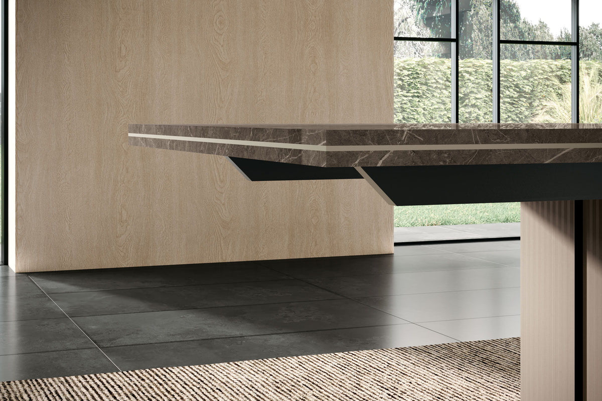 Fidia, Aris - Dining Table - Beige / Dark Brown