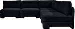 Hammond - Velvet Performance Fabric Upholstered 5 Piece Armless Sectional