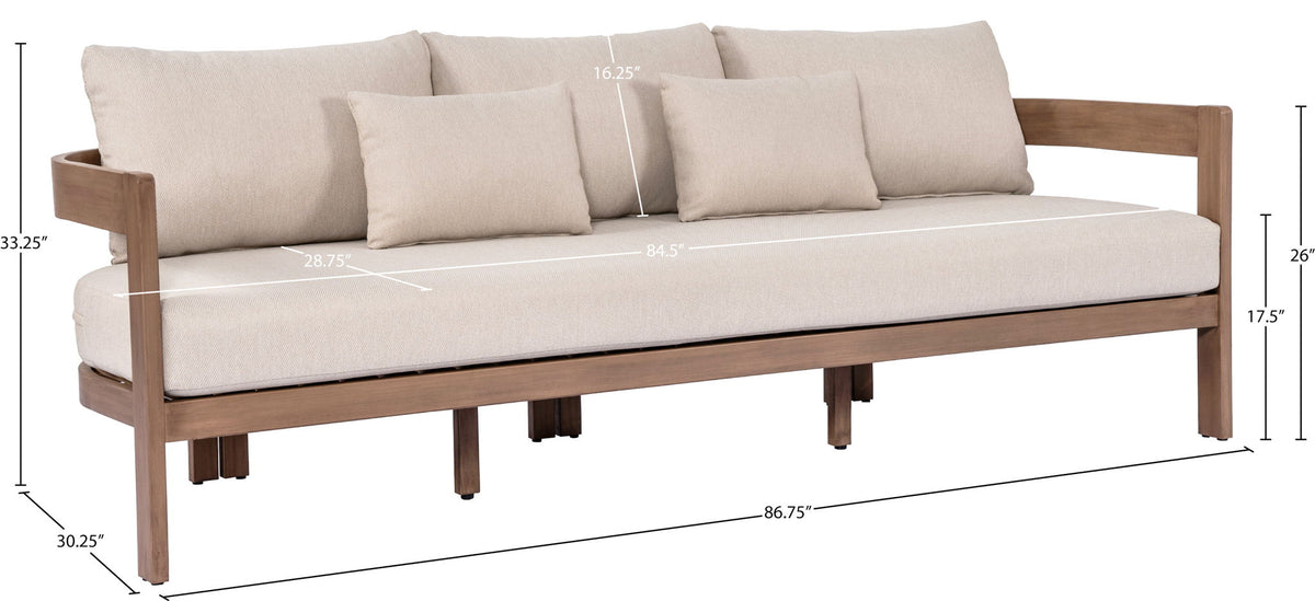 Newport - Water Resistant Fabric 86.75" Upholstered Outdoor Patio Sofa