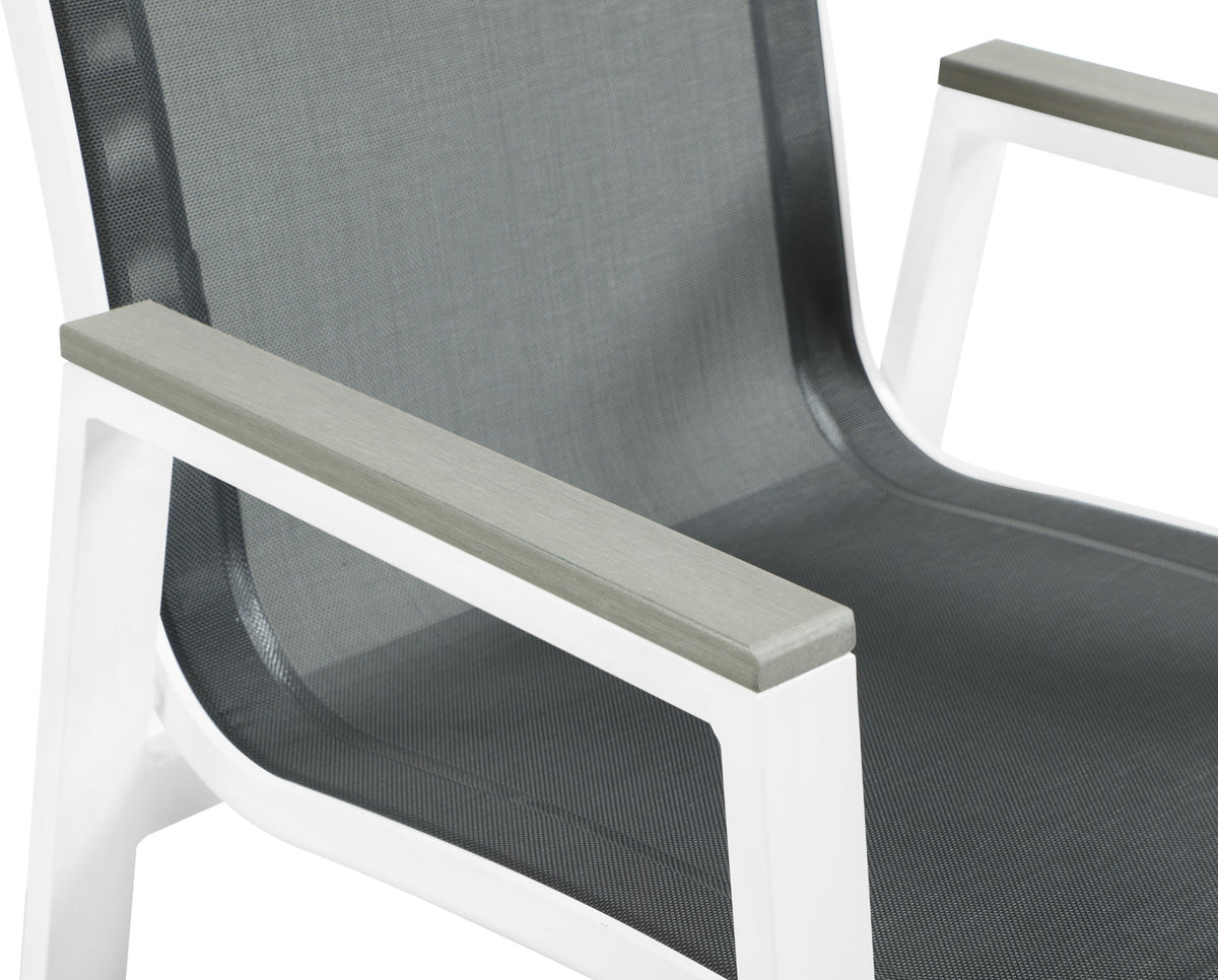 Nizuc - Outdoor Patio Dining Arm Chair With White Frame And Gray Arms (Set of 2)