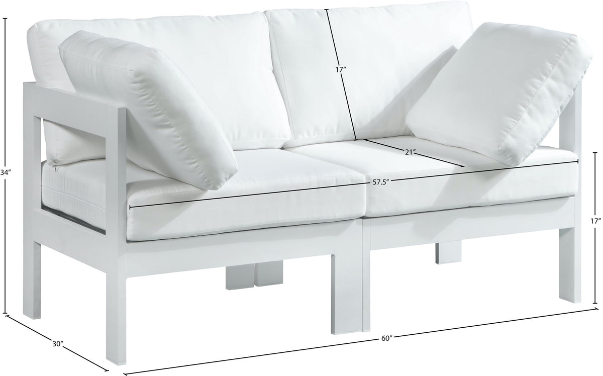 Nizuc - Outdoor Patio 2 Seat Modular Sofa With White Frame