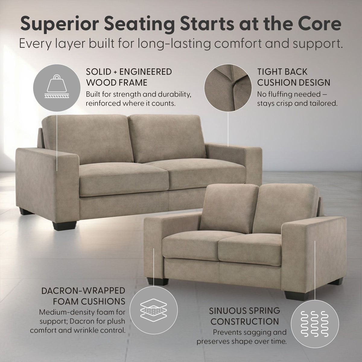 Yvonne - 2-Piece Living Room Set (Sofa & Loveseat)