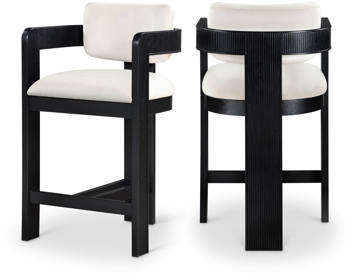 Sacha - Velvet Stool With Black Base