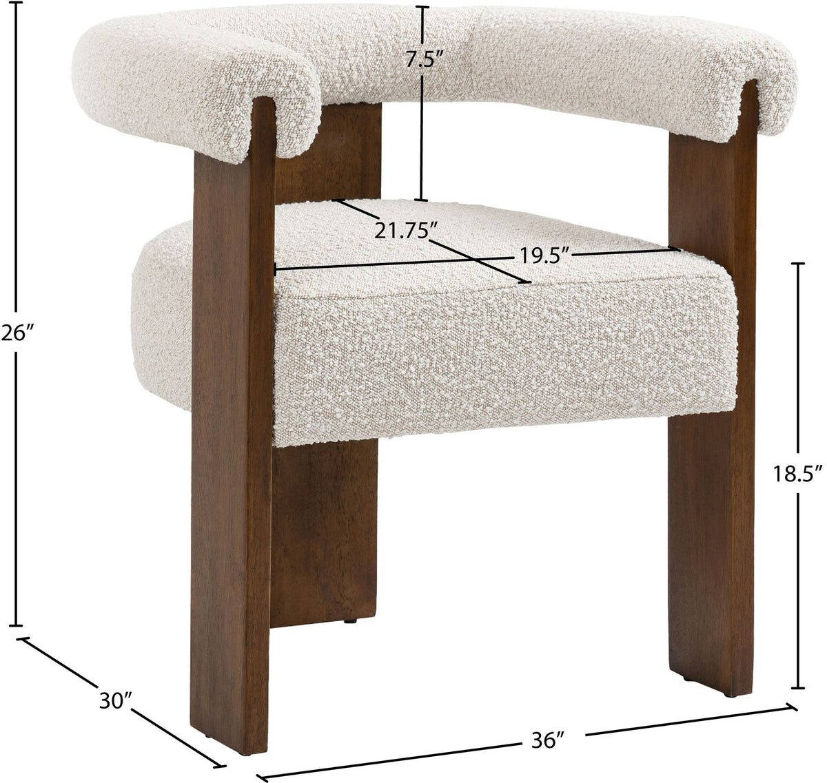 Barrel - Dining Chair - Dark Brown / Cream