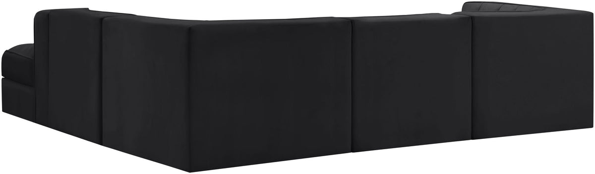 Rummi - Velvet Performance Fabric Upholstered 5 Piece Modular Sectional