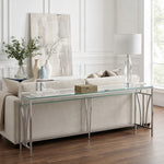Celina - 72" Rectangle Tempered Glass Console Table - Shiny Nickel