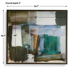 Green Fields - Framed Abstract Canvas - Black / Blue / Green / Orange / White / Yellow
