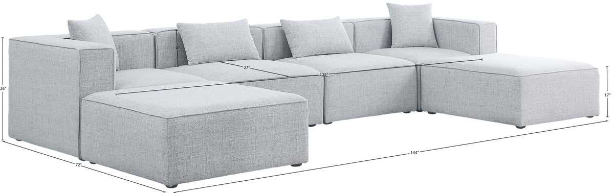 Cube - Linen 6 Piece Modular Double Chaise Sectional