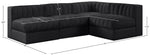 Rummi - Armless Velvet Performance Fabric Upholstered 4 Piece Modular Sectional