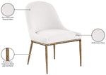 Ferro - Linen Textured Performance Fabric Upholstered Dining Side Chair - Cream / Brushed Gold