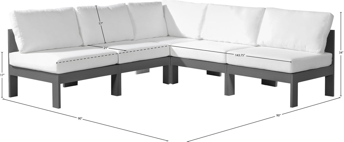 Nizuc - Outdoor Patio 5 Piece Modular Sectional With Gray Frame