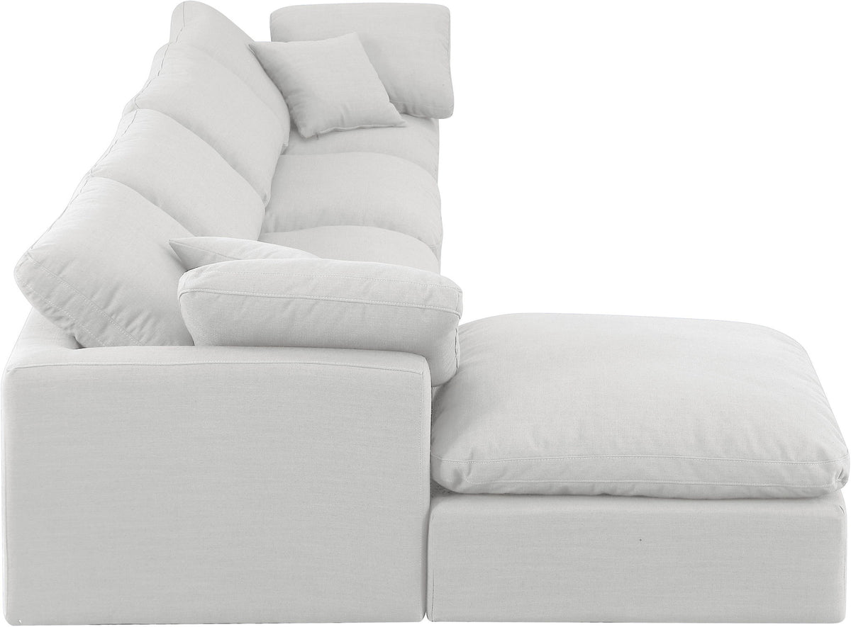 Indulge - Linen 5 Piece Modular Sectional With Chaise - White