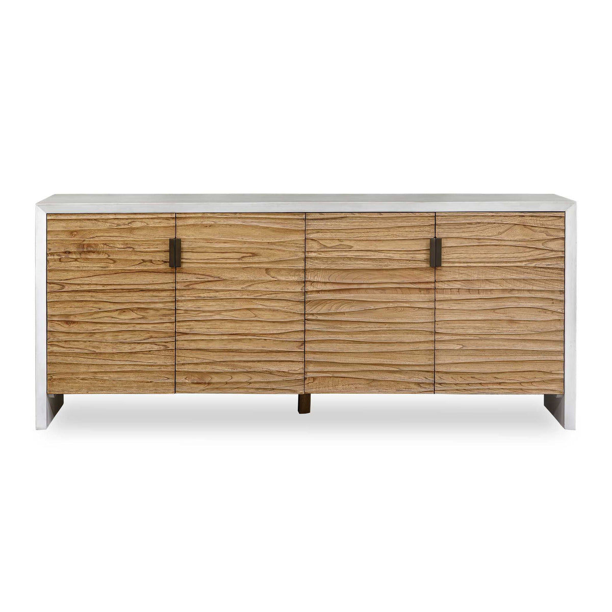 Brinson - Carved Wood 4 Door Cabinet - White / Woodtone
