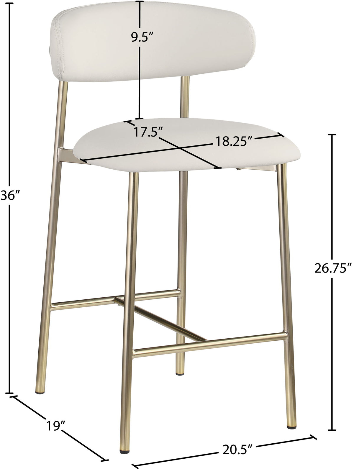 Lupita - Counter Stool With Brushed Gold Frame (Set of 2)