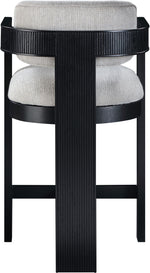 Sacha - Linen Stool With Black Base